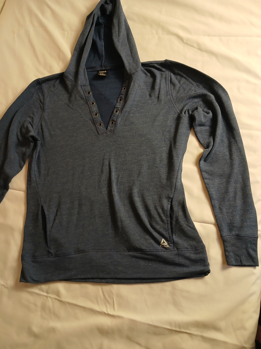 Reebok Dark Blue Hooded V-Neck Pullover